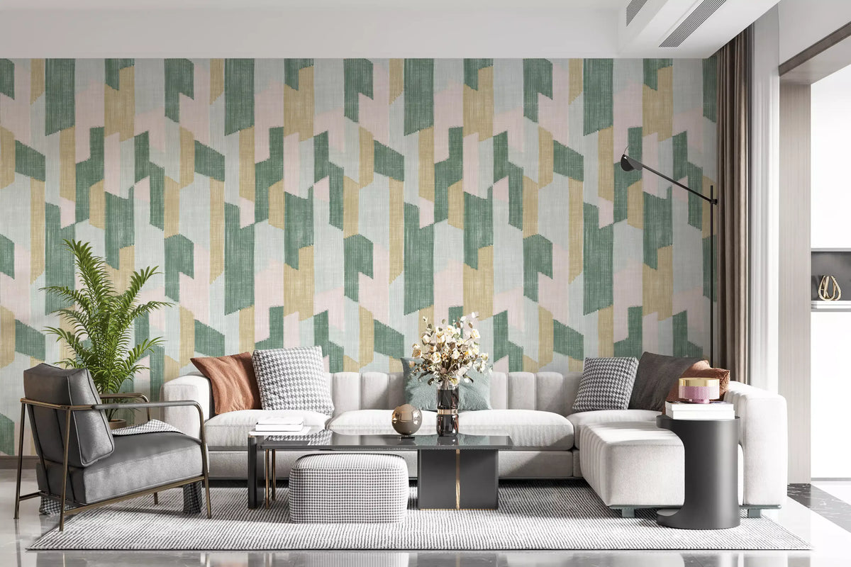 Modern Textured Hand Painted Geometries Charm Wallpaper⁠