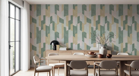 Modern Textured Hand Painted Geometries Charm Wallpaper⁠