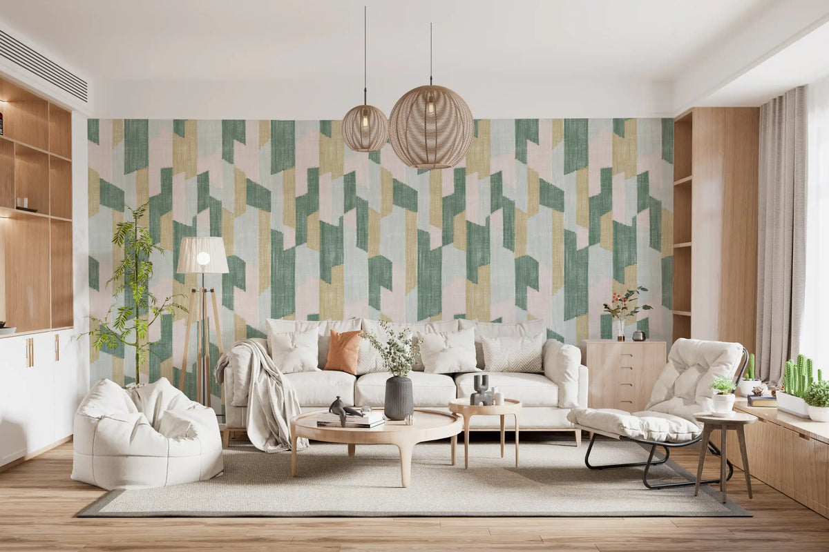 Modern Textured Hand Painted Geometries Charm Wallpaper⁠
