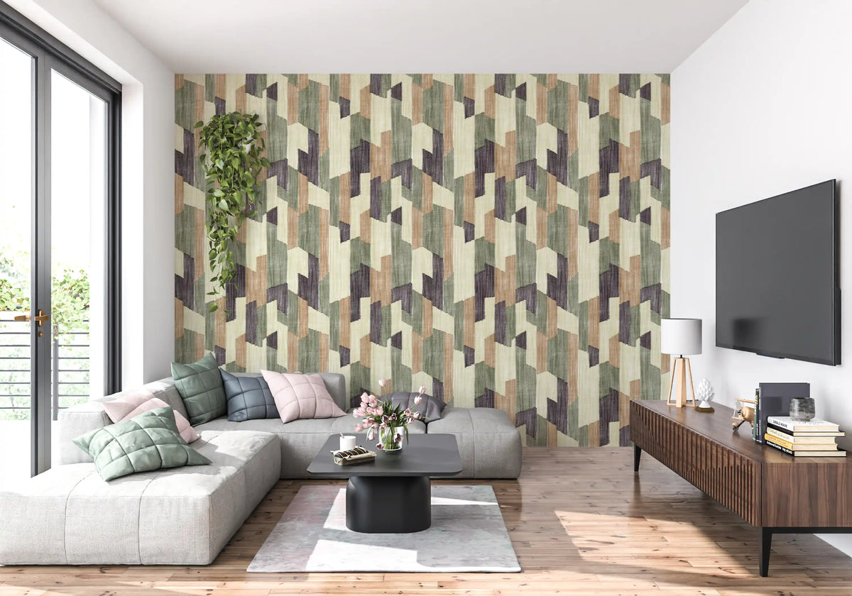 Modern Textured Hand Painted Geometries Calm Wallpaper⁠