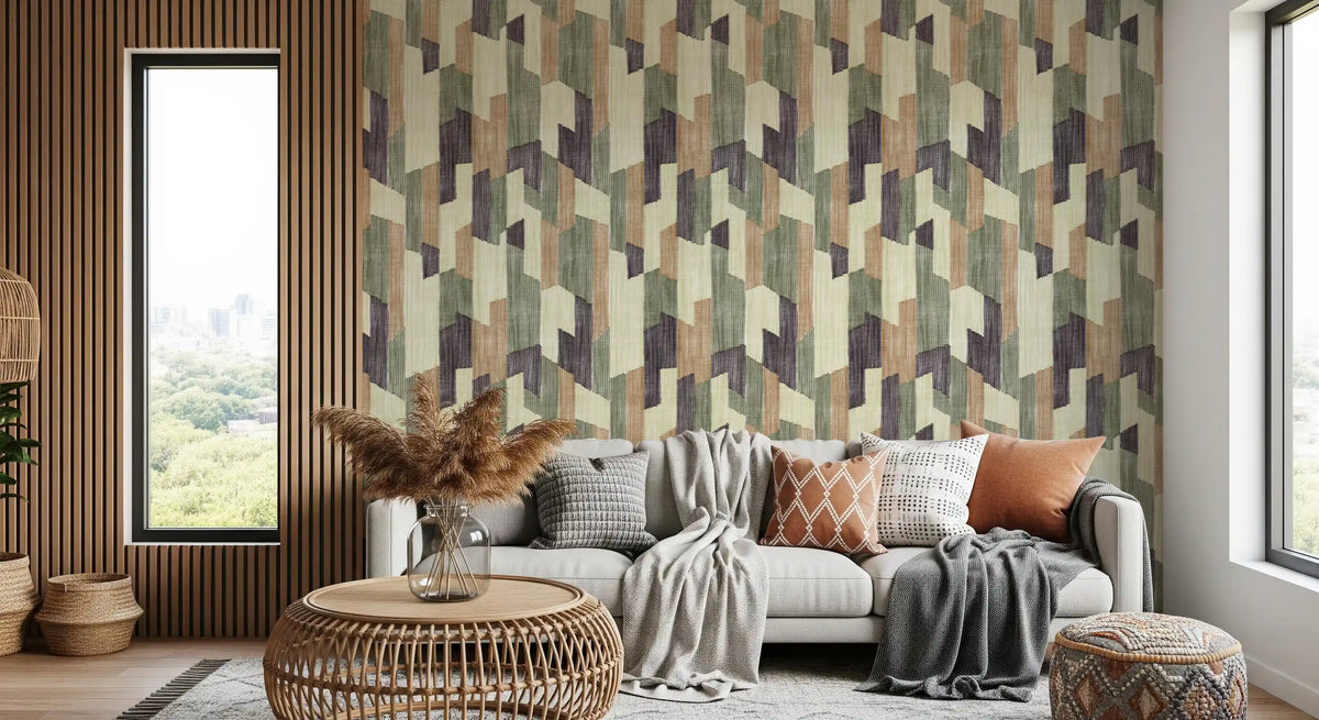 Modern Textured Hand Painted Geometries Calm Wallpaper⁠