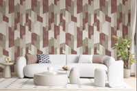 Modern Textured Hand Painted Geometries Earthy Wallpaper⁠