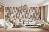 Modern Textured Hand Painted Geometries Earthy Wallpaper⁠