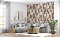 Modern Textured Hand Painted Geometries Earthy Wallpaper⁠