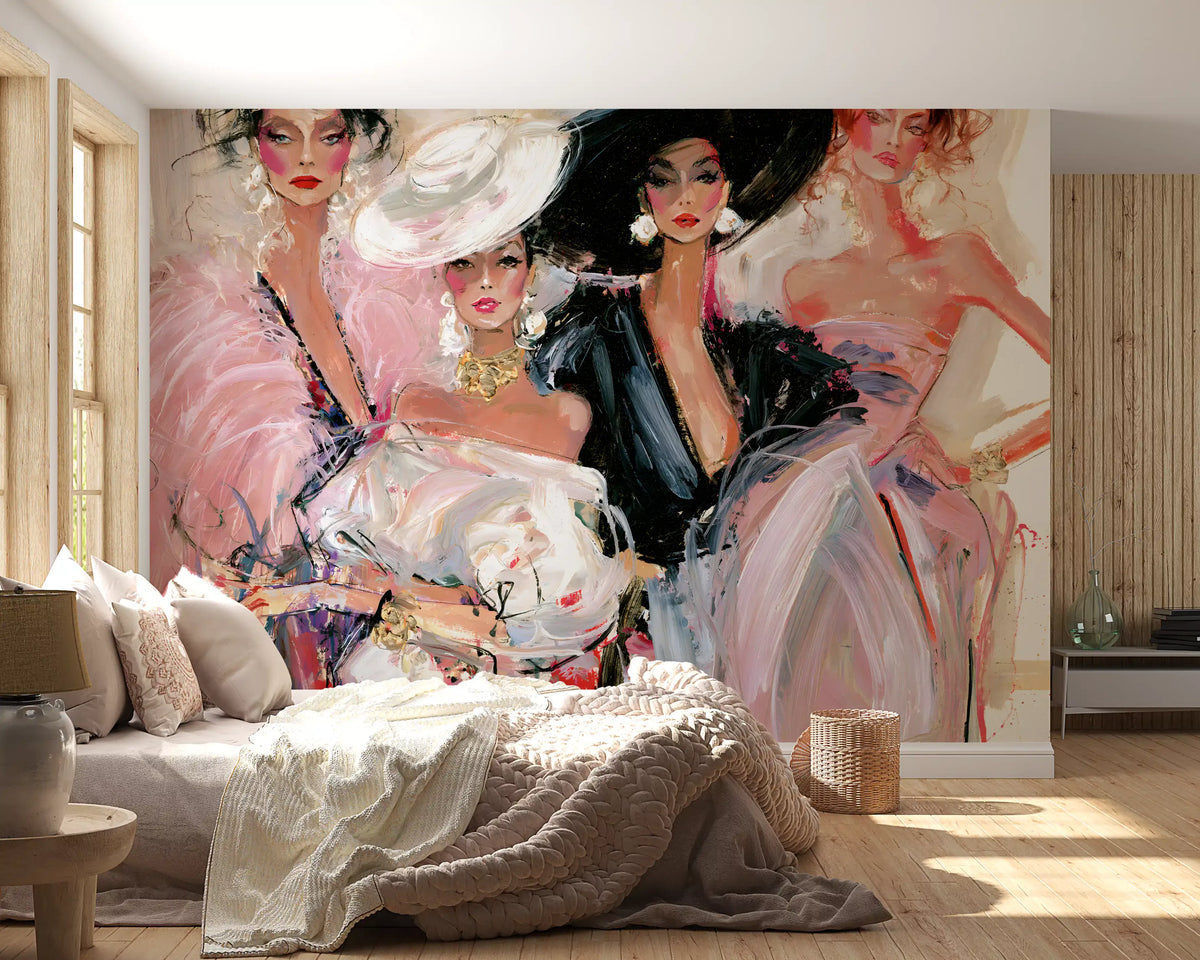 High Fashion Painted Portraits Wall Mural