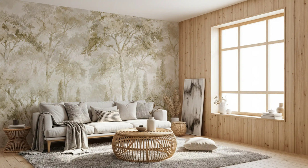 Oatmeal Mist Tuscan Forest Path Wall Mural