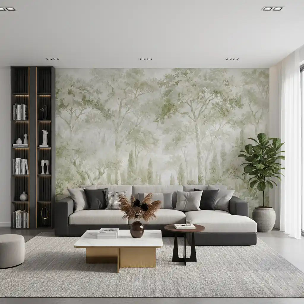 Eucalyptus Green Tuscan Forest Path Wall Mural
