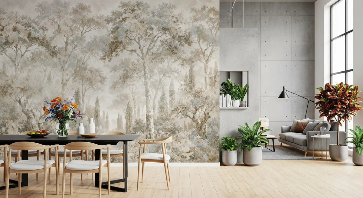 Misty Tuscan Forest Path Wall Mural