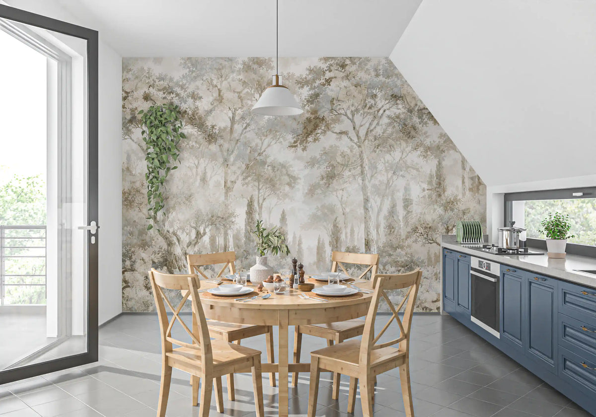 Misty Tuscan Forest Path Wall Mural
