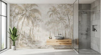 Oatmeal Mist Tropical Palm Path Wall Mural