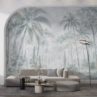 Misty Blue Jungle Path Wall Mural
