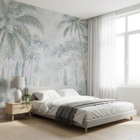 Misty Blue Jungle Path Wall Mural