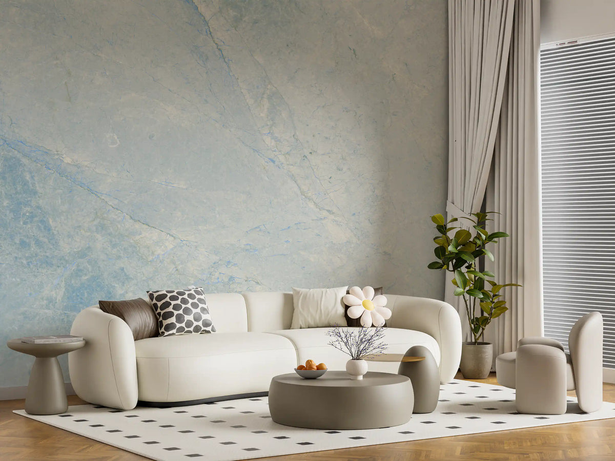 Cool Azure Marble Slab Texture Wall Mural