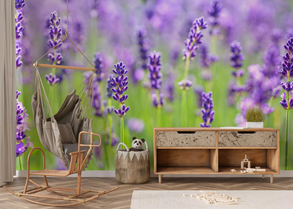 Abstract Floral Lavender Harmony Wall Mural
