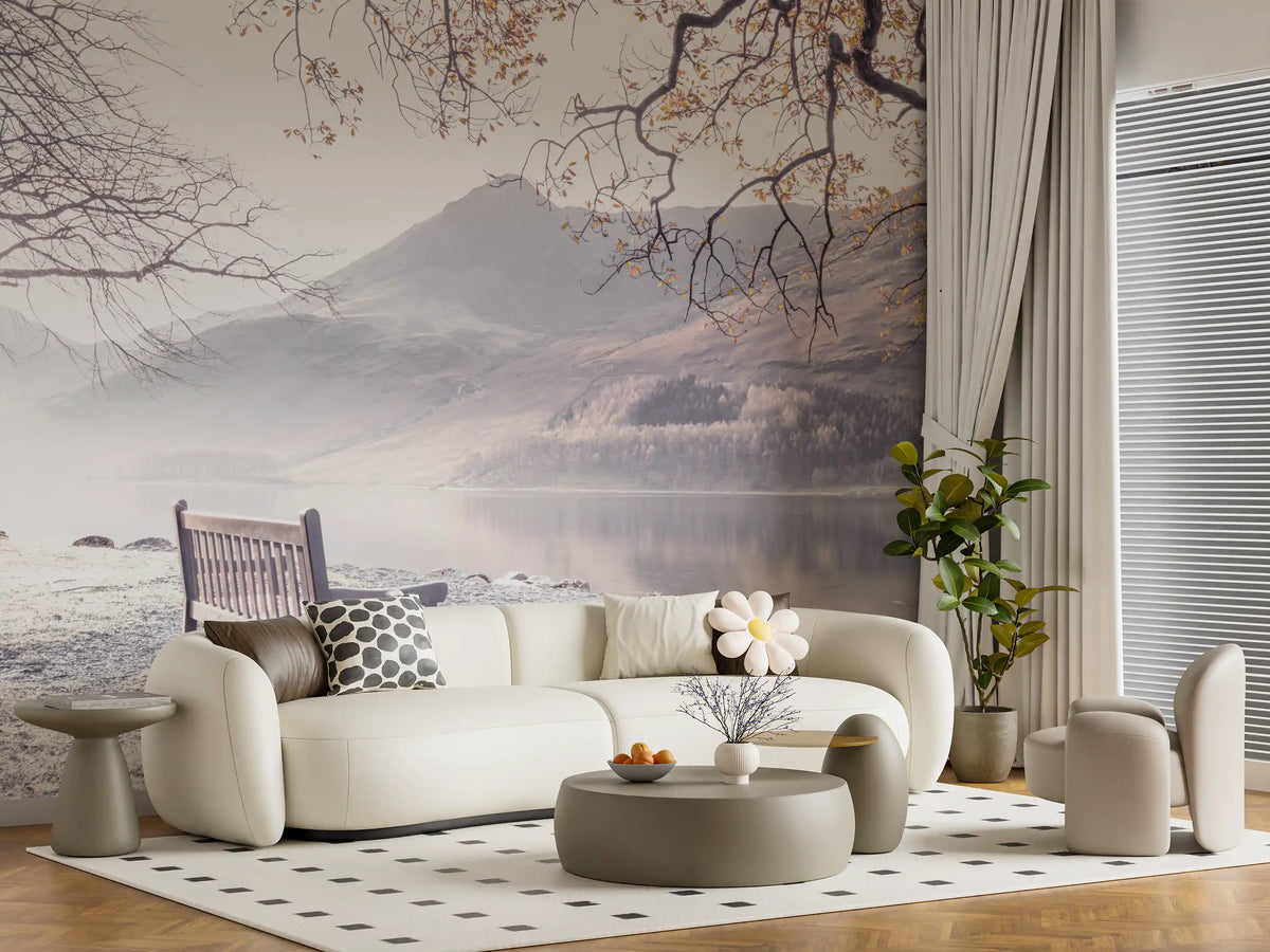 Misty Morning Mountain Vista Wall Mural