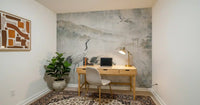 Serene Japanese Landscape & Crane Mural Wall Mural