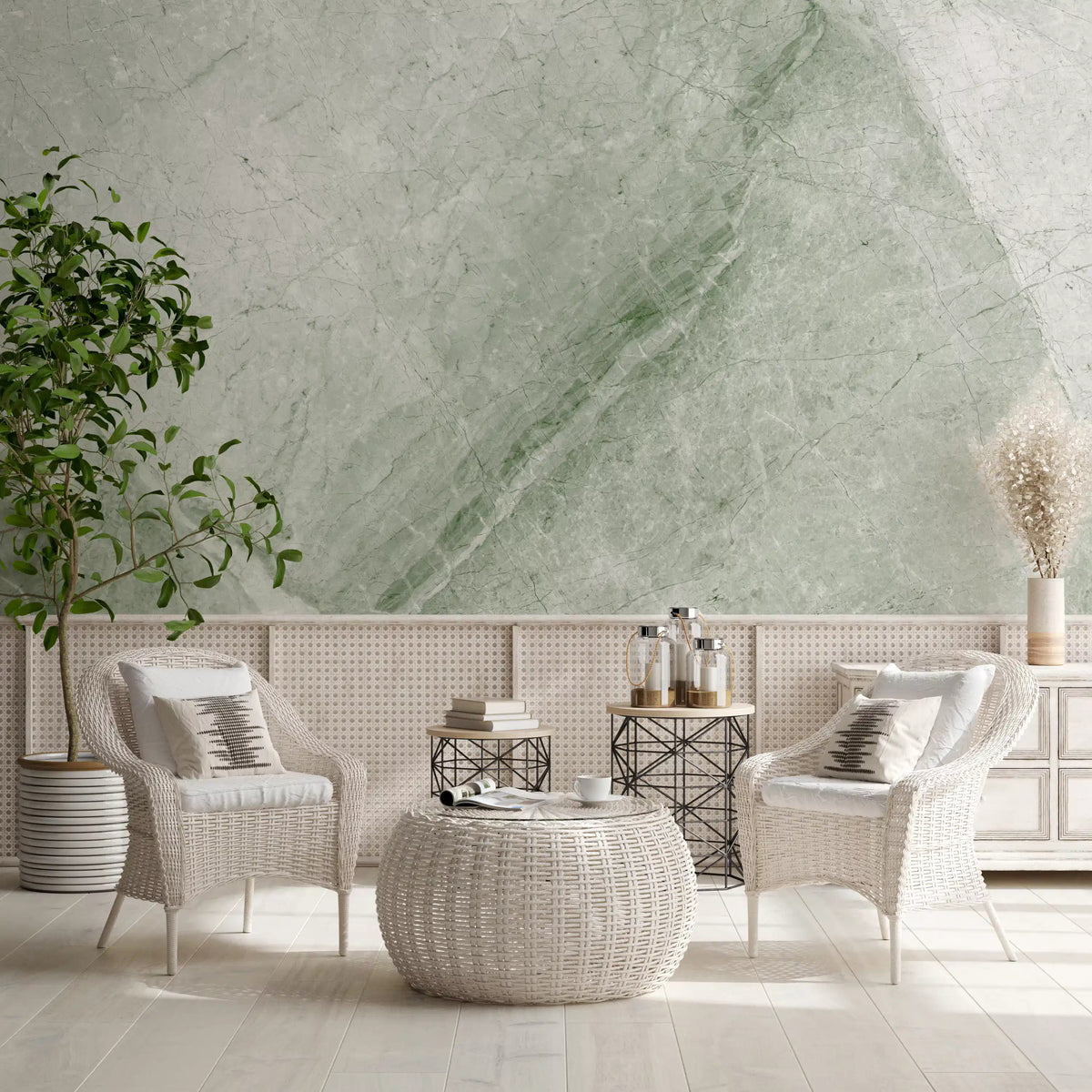 Serene Sage Marble Slab Wall Mural