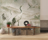 Nature's Fusion Japanese Cranes Mural Wall Mural