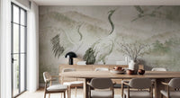 Nature's Fusion Japanese Cranes Mural Wall Mural