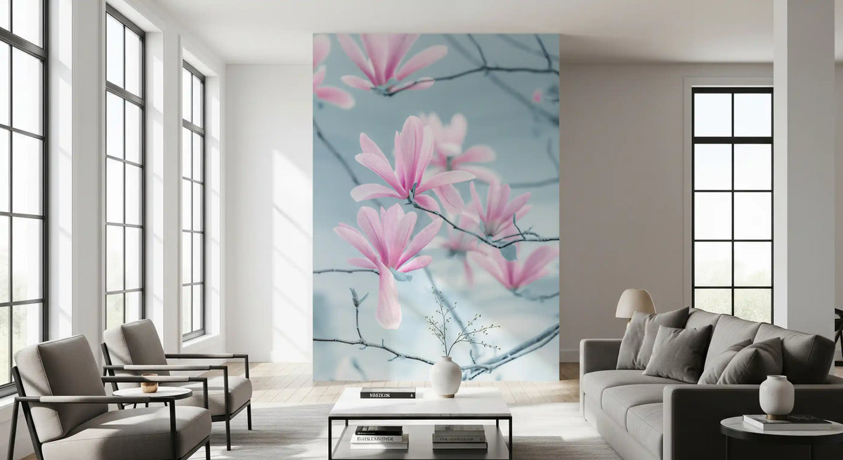 Minimalist Magnolia Branches Wall Mural