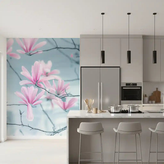 Minimalist Magnolia Branches Wall Mural