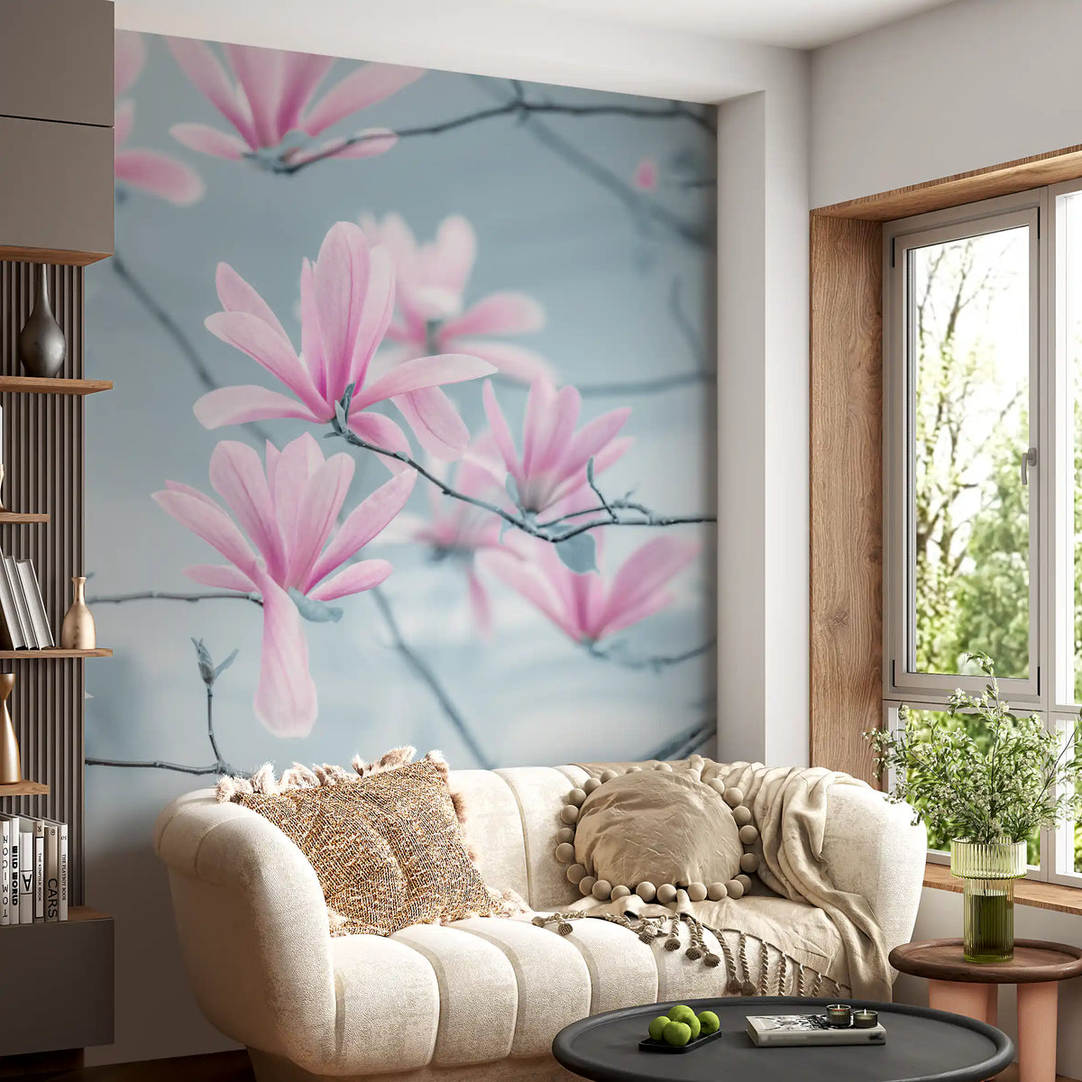 Minimalist Magnolia Branches Wall Mural
