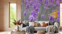 Purple Petals and Butterfly Garden Wall Mural