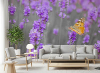 Purple Petals and Butterfly Garden Wall Mural