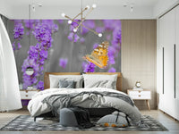 Purple Petals and Butterfly Garden Wall Mural