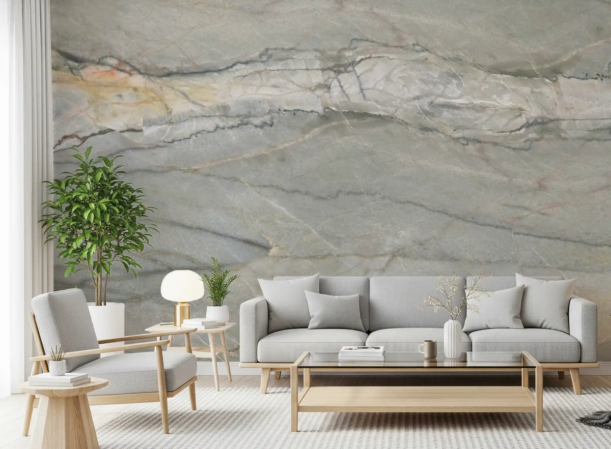 Serene Grey Marble Vein Wall Mural