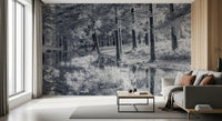 Monochrome Pine Forest Reflection Wall Mural