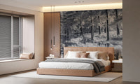Monochrome Pine Forest Reflection Wall Mural