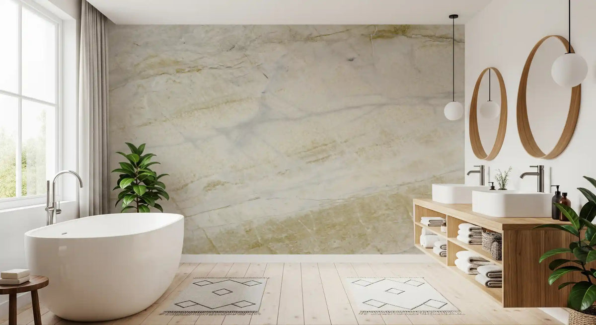 Cream and Ochre Marble Veins Wall Mural