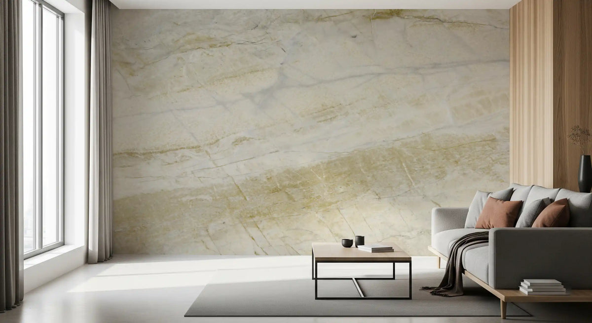 Cream and Ochre Marble Veins Wall Mural