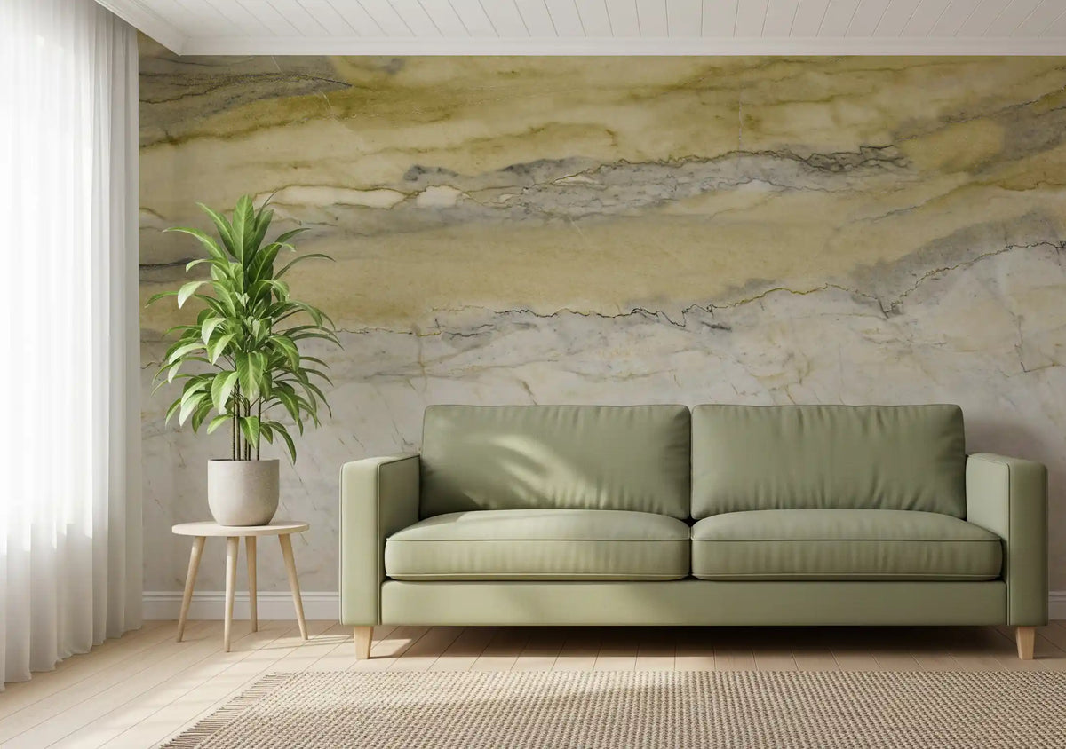 Golden Veined Ochre Marble Texture Wall Mural