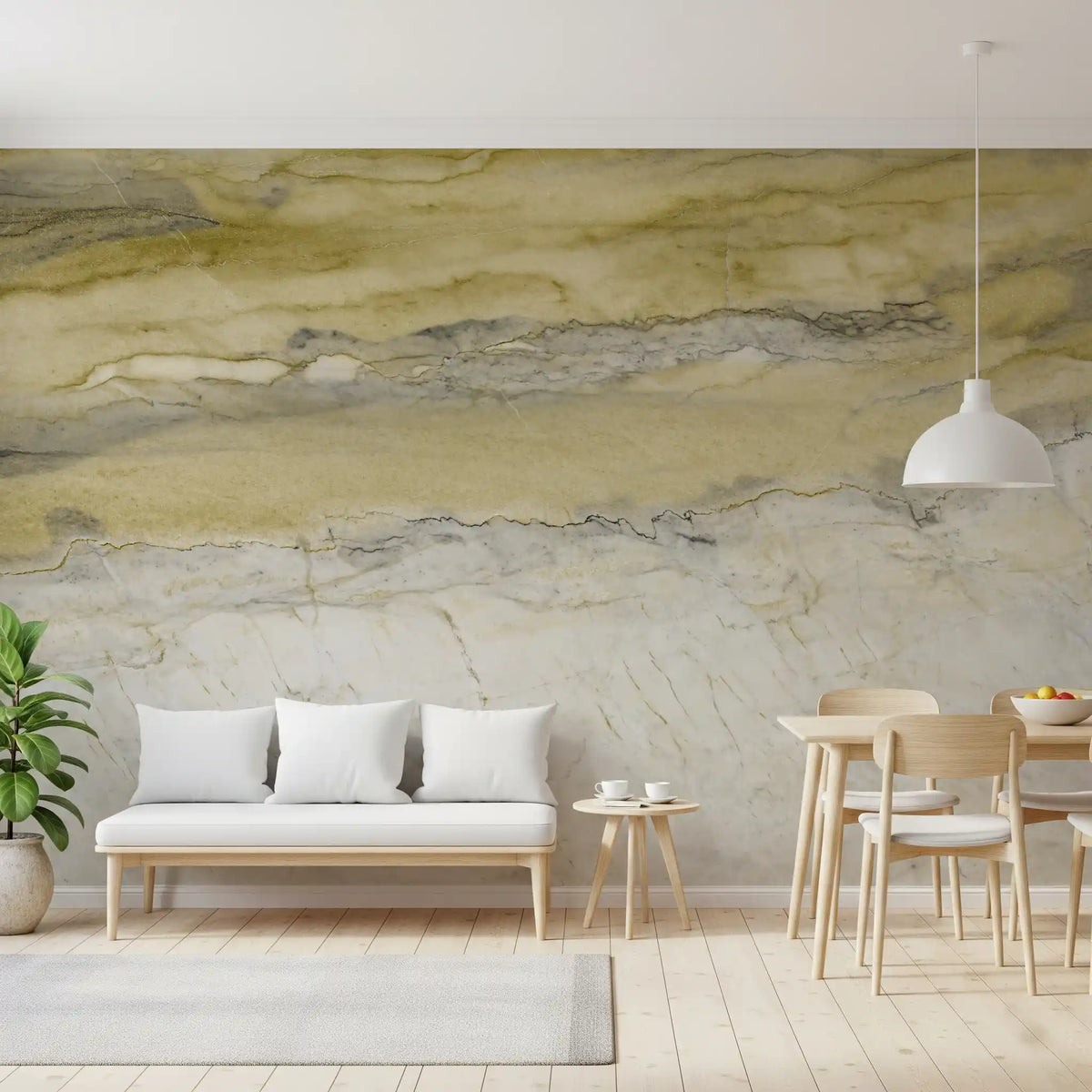 Golden Veined Ochre Marble Texture Wall Mural