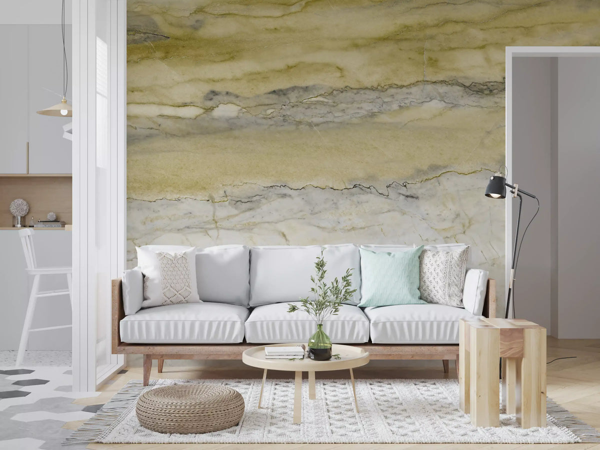 Golden Veined Ochre Marble Texture Wall Mural