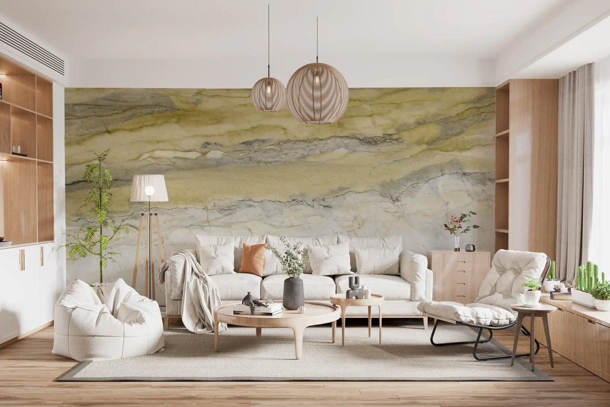 Golden Veined Ochre Marble Texture Wall Mural