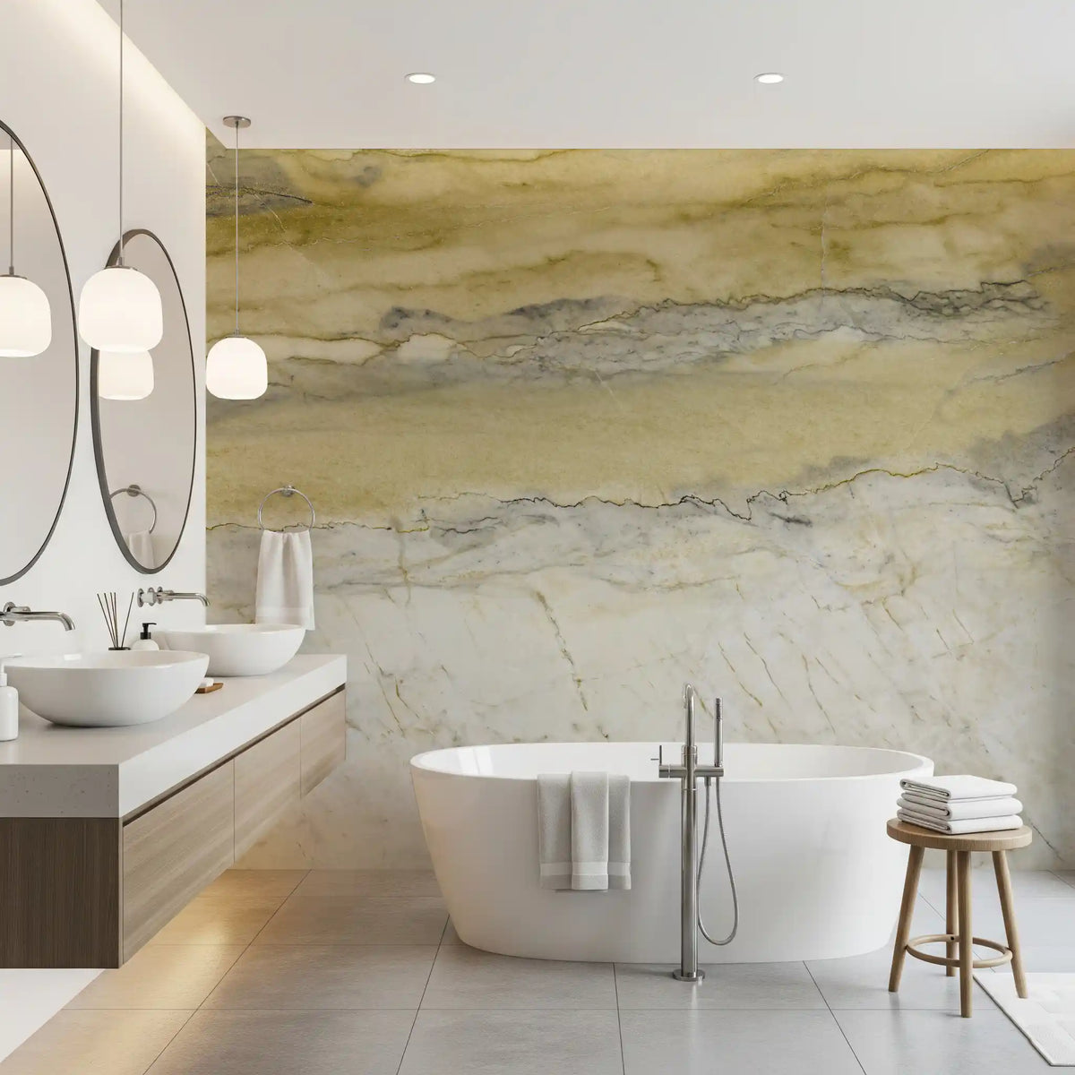 Golden Veined Ochre Marble Texture Wall Mural