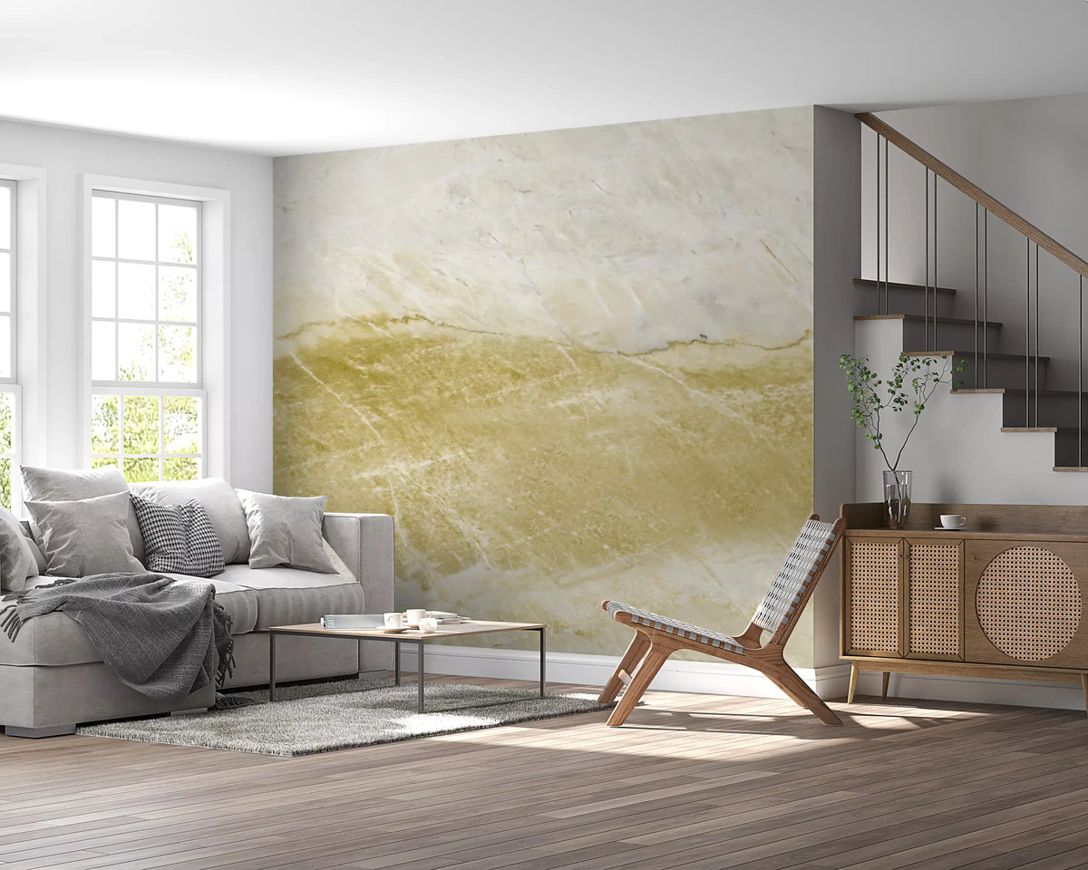 Golden Veined Ocher Stone Texture Wall Mural