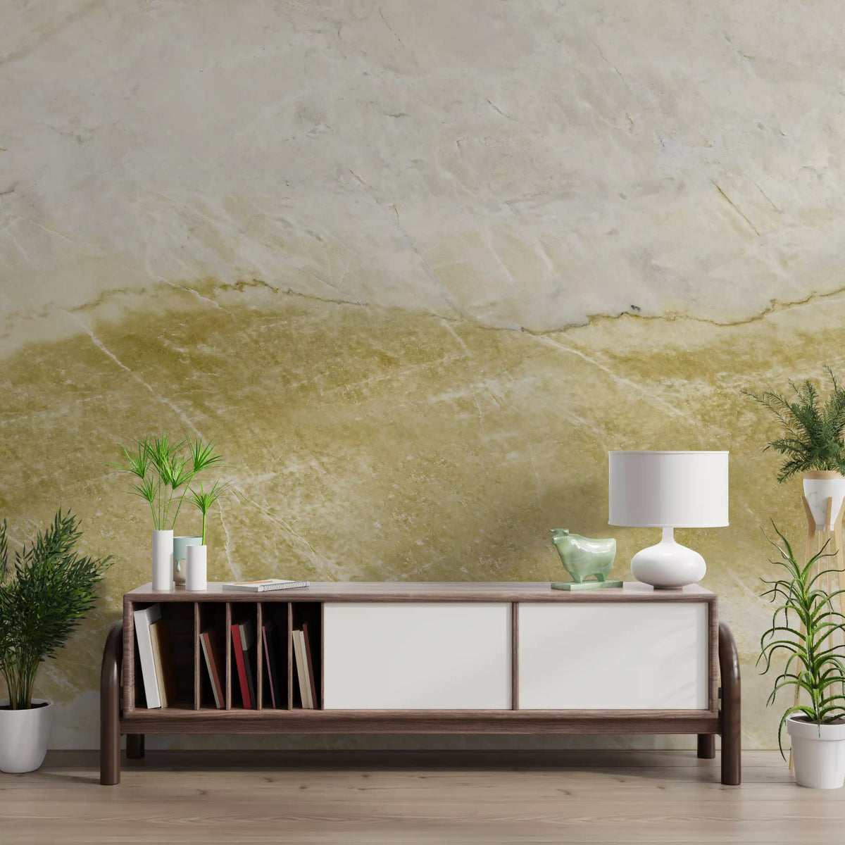 Golden Veined Ocher Stone Texture Wall Mural