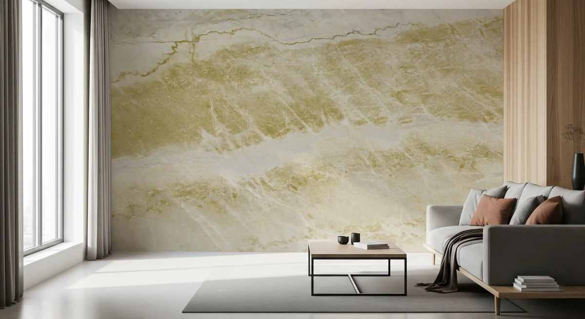 Golden Vein Natural Marble Stone Effect Wall Mural
