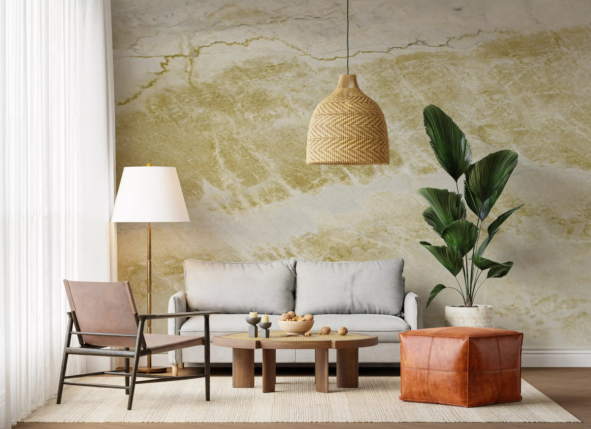 Golden Vein Natural Marble Stone Effect Wall Mural