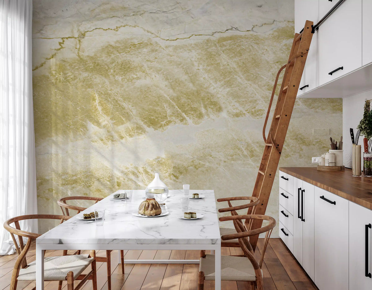 Golden Vein Natural Marble Stone Effect Wall Mural