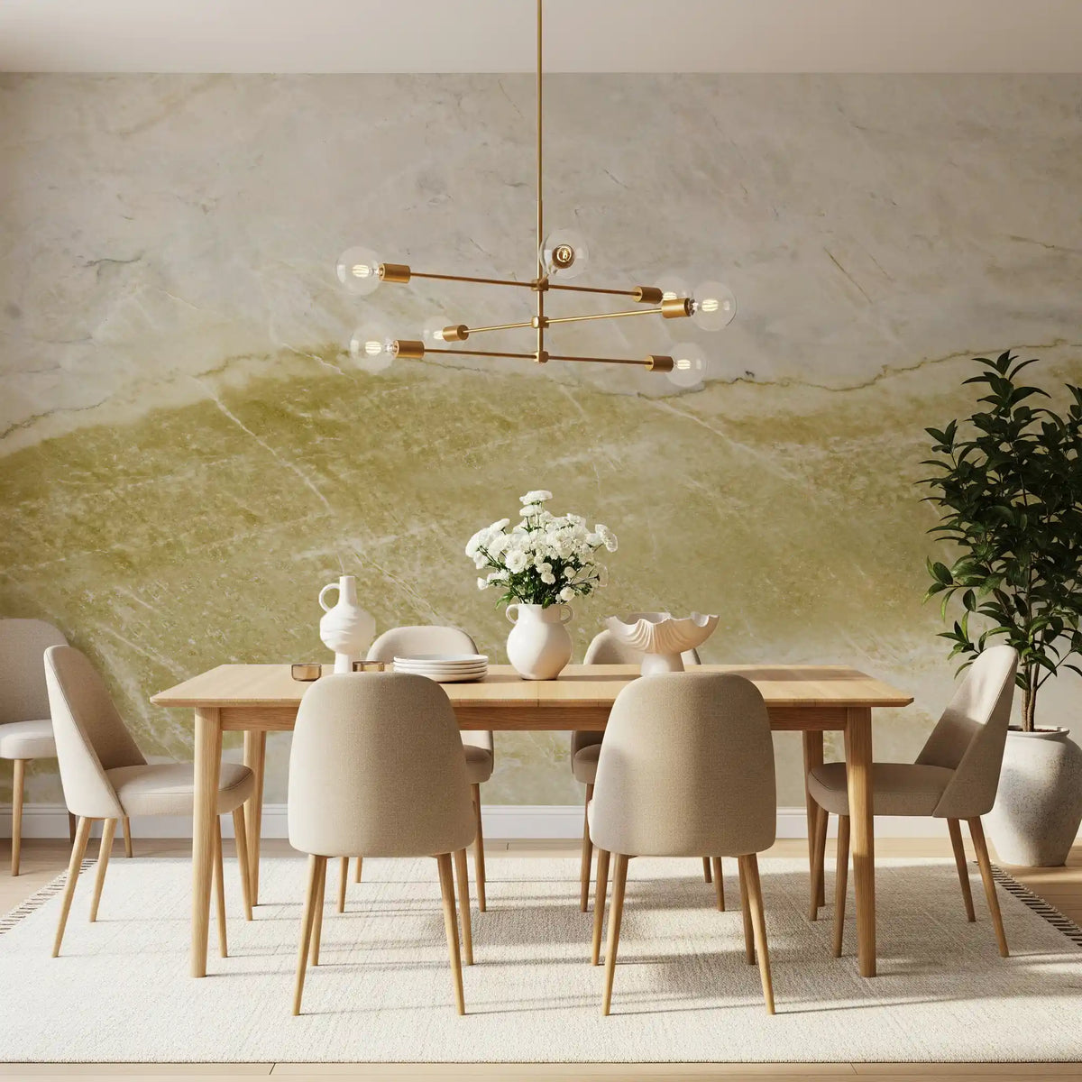 Golden Vein Natural Stone Slab Wall Mural