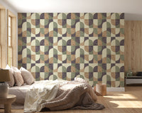 Bold Textured Hand Painted Geometries Curated Harmony Tones Wallpaper⁠
