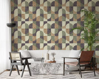 Bold Textured Hand Painted Geometries Curated Harmony Tones Wallpaper⁠