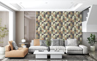Bold Textured Hand Painted Geometries Curated Harmony Tones Wallpaper⁠