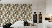 Bold Textured Hand Painted Geometries Curated Harmony Tones Wallpaper⁠