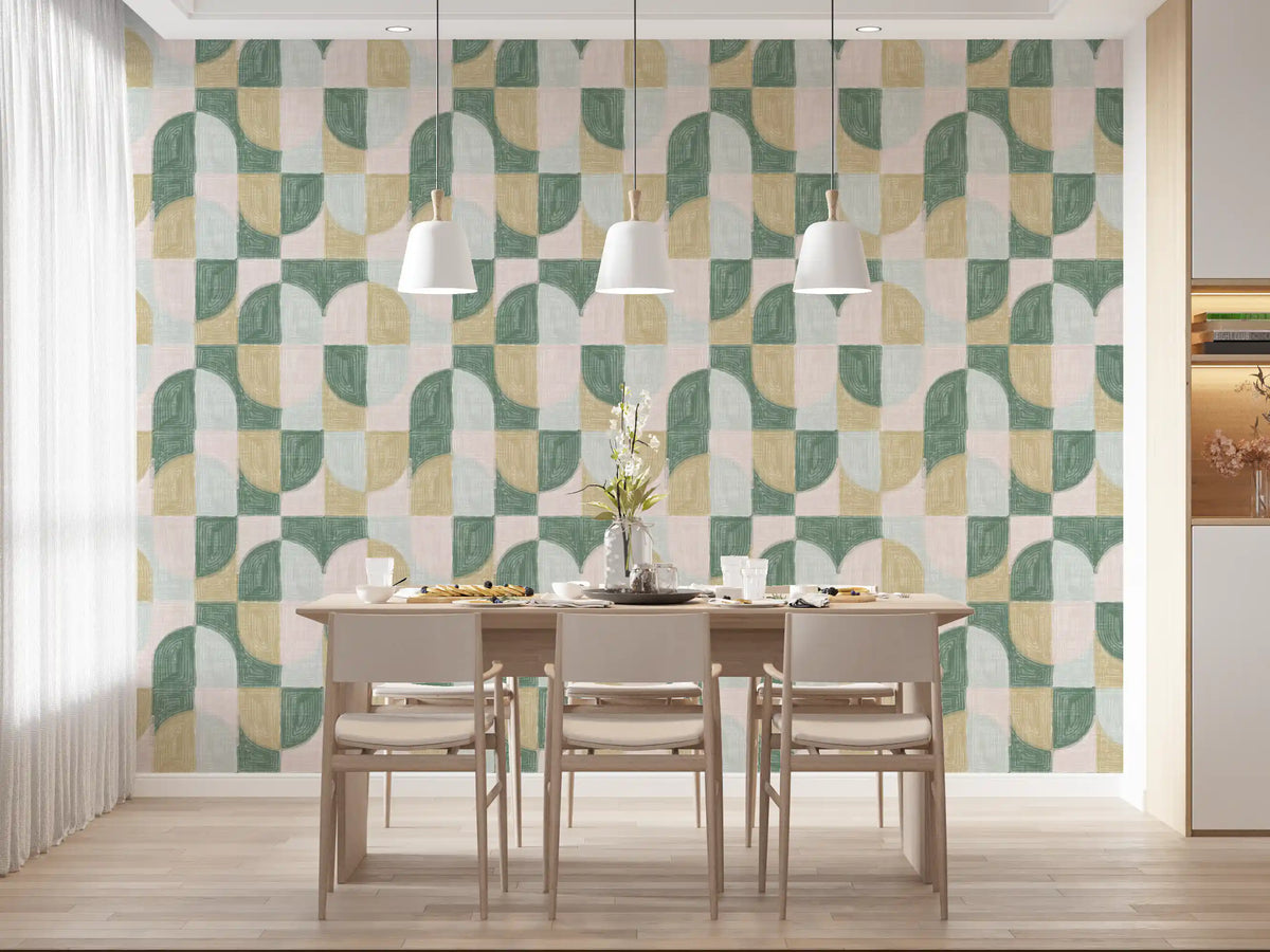 Bold Textured Hand Painted Geometries Beautifully Balanced Wallpaper⁠